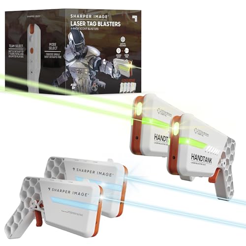 Sharper Image Laser Tag Blaster Set – 4-Pack with Lights & Sounds, 110-ft Range, 7 Team Colors, Dual Firing Modes| Indoor & Outdoor Game for Kids Teens Adults| Electronic Toy Gift| No Vests Needed by Sharper Image - Used condition - US$28.60
