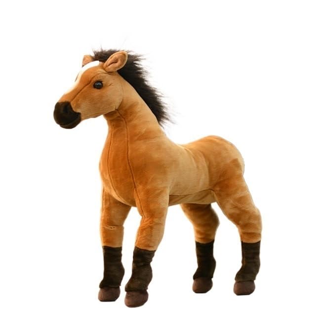 Cheval en peluche réaliste marron de 60 cm pour enfant