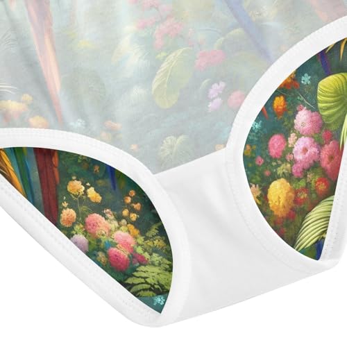 Toddler Briefs, Tropical Flower Parrot Cotton Girls Underwear, 2T–8 Years4