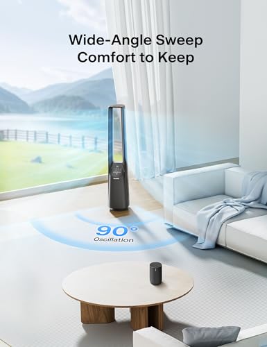 Image of PELONIS 40 inch Smart Bladeless Tower Fan - Alexa /Google Compatible, 22dB Ultra-Quiet, 6 Speeds, 4 Modes, Remote, 7H Timer, 90 Oscillation, Safe for Home, Office, Bedroom.