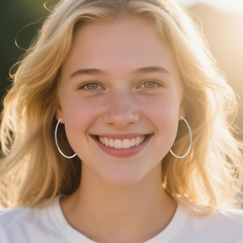 70mm Large Stainless Steel Silver 14K Gold Plated Hoop Earrings for Women Lightweight Hoops Hypoallergenic Big Thin Dangle4