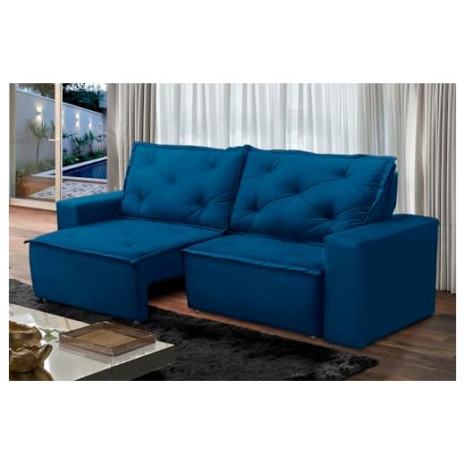 Sofá Retrátil e Reclinável 2 lugares com Molas 1,50m Ana Suede Azul Adonai Estofados