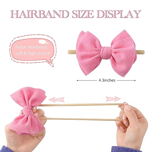 yoyokid 12 PCS Hairband with Baby Girl Bows Soft Nylon Baby Headbands and Bows Hair Accessories for Newborn Infant Toddlers Kids2