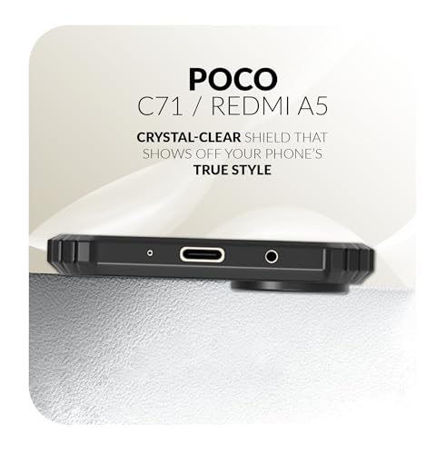 Image of Back Cover Case + Screen Protector for Redmi A5 | Transparent & Black Mobile Phone Back Case Cover for Redmi A 5 | Camera Protection | Redmi A5 4G TPU & PC Black Back Cover Case