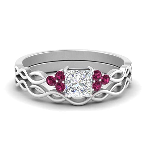Alliance Infinity en argent avec saphir rose princesse pour un mariage éclatant