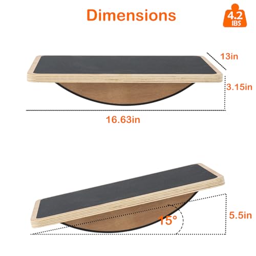 Non-Slip Wood Wobble Exercise Balance Board,up to 350 Ibs for Coordination Skills Obstacle Courses Sensory Toys for Kids and Adult,Professional Rocker Balance Board for Physical Therapy - Image 3