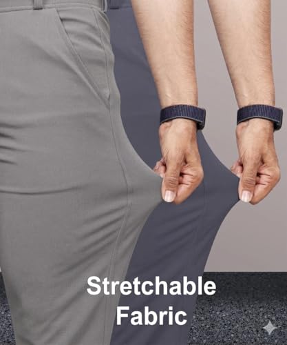 Image of Men's Slim Fit Lycra Formal Trousers Combo | Stretchable Smart Casual Pants for Office Wear | Mid-Rise Flat Front Stylish Chinos