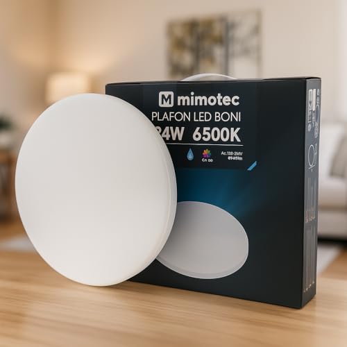 M mimotec - Plafón LED Techo Circular Boni 24W 2000LM 6500K, Lámpara Techo IP20, Para Baño Cocina Sala de Estar Dormitorio Pasillo Comedor Balcón