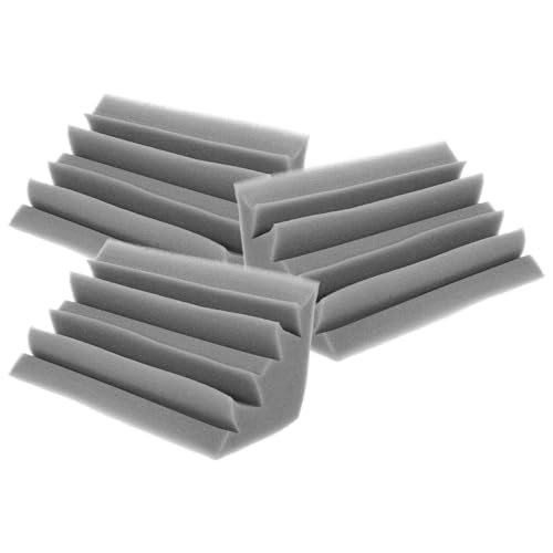OFFSCH Trampa de Graves para Esquinas 3 Piezas Panel Fonoabsorbente Gris Ignífugo para Salas de Grabación y Podcast 945X472X472 Pulgadas Material Absorbente de Sonido