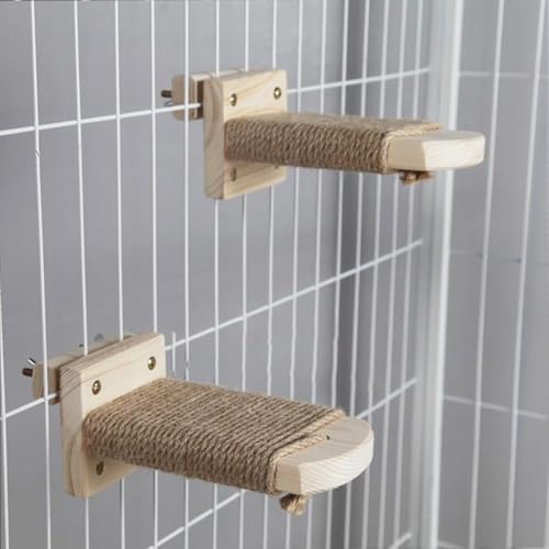 Vinebeautiful ケージステップ 猫ケージ補助 子猫 高齢猫 猫ケージ設置式 猫ケージ設置 麻ロープ 滑り止め 15cm/21cm 猫アシストペダル 省スペース 簡単設置 (15cm,猫??置2个)