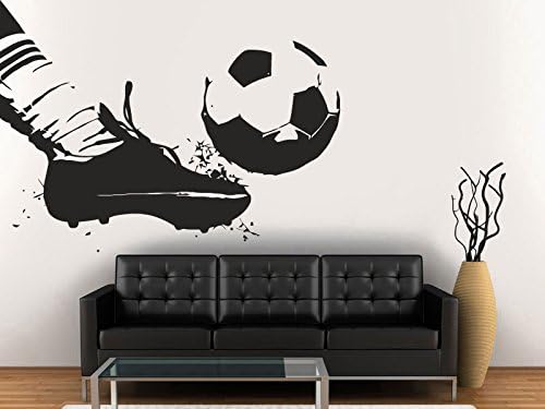 Wall Decal Vinyl Sticker Decals Art Decor Design Football Player Team Ball Boots Kicking Soccer Sport Kids Children Beedroom (r1325)