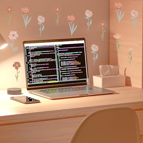12 Sheets / 72 Pcs Flower Wall Decals Boho Wall Stickers Flowers Home Wall Decor Living Room Peel and Stick Aesthetic Murals Wildflower Wall Decal for Bedroom Boho Vinyl Kitchen Wall Murals - Image 5