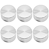 Mudoulu 6Pcs Universal Cooker Knobs for Gas Hob Oven and Cooktop, 6mm Metal Replacement Dials with Non Slip Brushed Silver Finish for Kitchen Appliances