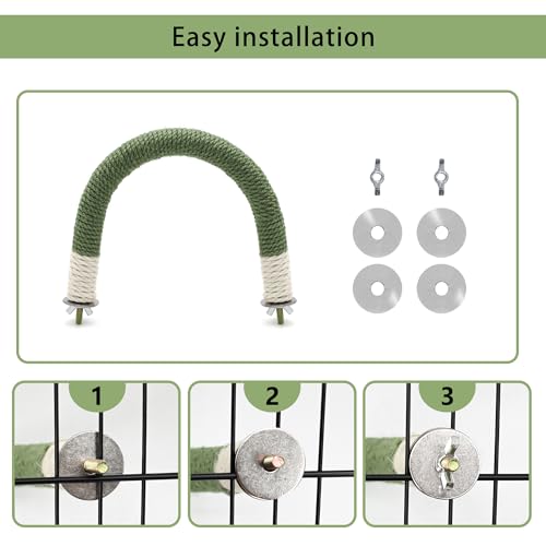 Image of 2 Pcs Bird Stand Perch U Shape Hemp Rope Green Wood Parrot Perches for Small Birds,Parakeets Macaw Cockatiels Conures Love Birds Finches,Bird Training Educational Stand Toys (Small-2 Pack)