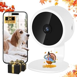 2K 3MP Home Security Camera, 2.4G WiFi Indoor Surveillance Cameras for Pet Cat Dog Cam, Baby Monitor with Phone App, Night Vision, 2-Way Audio, Motion Detection, SD/Cloud Storage, Works with Tuya