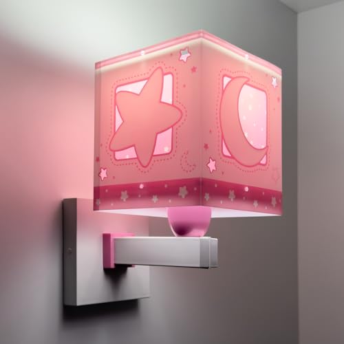 Lámpara aplique pared infantil Dalber Moonlight Rosa 63239SN E27 con interruptor 2