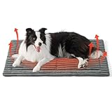 Bedsure Self Warming Dog Bed, Large Self Heating Dog Crate Pad, Thermal Extra Warm Puppy Mat Indoor & Outdoor, Non-Slip & Washable, 35" x 23", Grey
