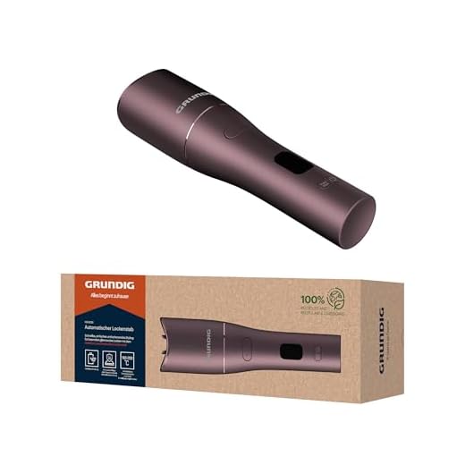 Grundig EasyCurl, automatischer Lockenstab, HS 6230, große und kleine Locken, lange und kurze Haare, kabellos, akkubetrieben, 3 Temperaturstufen, Keramikbeschichtung, Timer, LCD, Violett