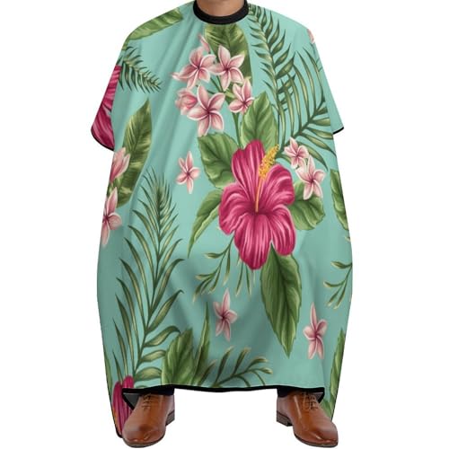 Cape de coiffeur hawaïenne fleurs tropicales 144x170cm cape de barbier réglable