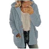 AnnSemo Abrigos de forro polar para mujer, chaquetas de forro polar cálido para invierno, cárdigan de lana, abrigo suave y esponjoso, cárdigan con cremallera completa, casual, holgado, cómodo, para