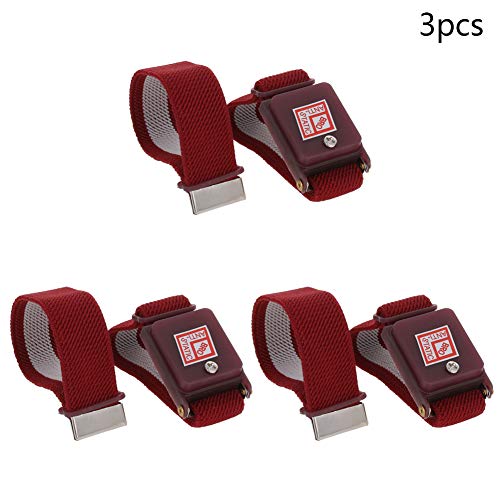 Image of Othmro 3Pcs PWH Cordless Anti Static ESD Wrist Strap Wireless Antistatic Wristband Flexible Woven Wrist Strap Discharge Band for Electronic Maintenance Dust-Free Workshop Red