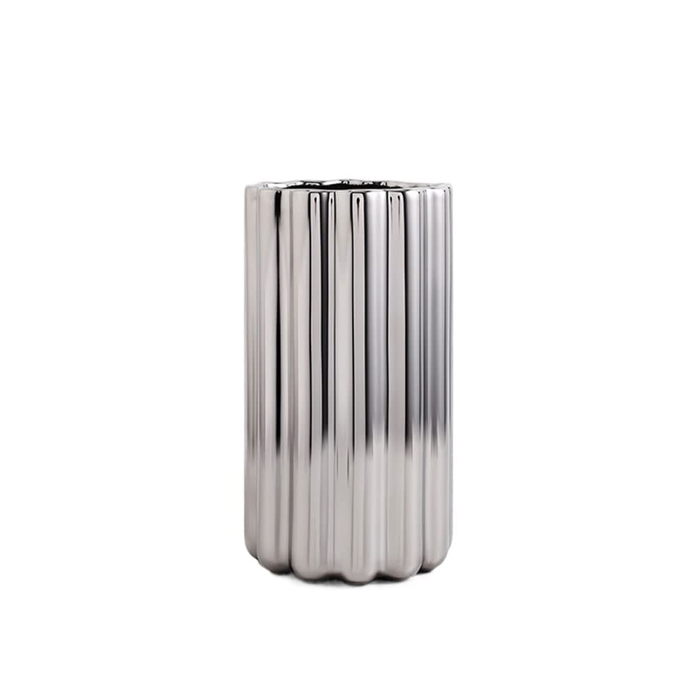 asdchZen Jingdezhen Minimalist Ceramic Vase Straight Pearl Color/Plated Flower Arrangement For Home Decor Living Room, Home, Office, Centerpiece, Ornament Flower Arrangement Dining Tab,B