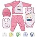 QAR7.3 Completo Vestiti Neonato 0-3 mesi - Set Regalo, Corredino da 5 pezzi: Body, Pigiama, Bavaglino e Cuffietta (Rosa, taglia 56)