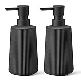 zuxzmj Black 2 Pack Hand Soap Dispensers with No Rust Pump for Bathroom and Kitchen Countertops Refillable Striped Matte Plastic 8.5 oz