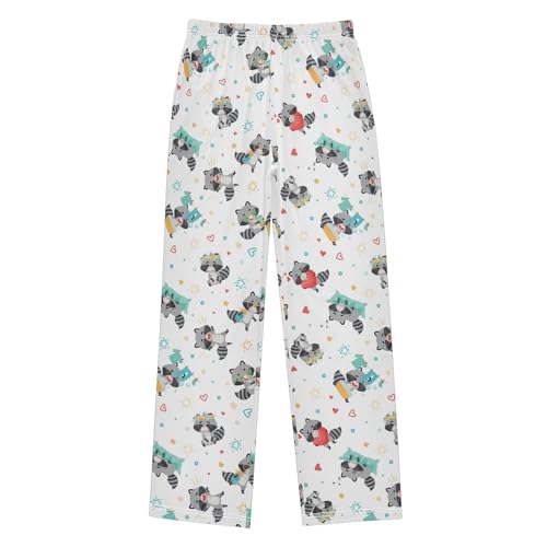 Raccoon and Love Boys Long Pants Soft Trousers Elastic Waist Kids Lounge Bottoms with Pockets S-XL
