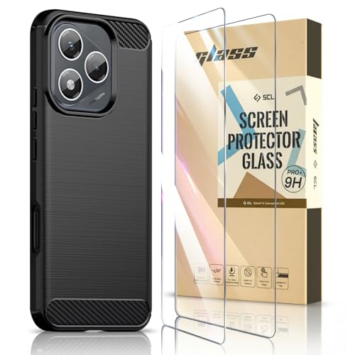 SCL Phone Case and Screen Protector for HONOR 400 Lite - Protective Bundle, Black TPU Case and 2x Tempered Glass Screen Protectors for HONOR 400 Lite