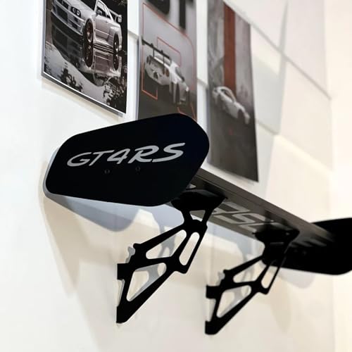 Image of GT4 RS Spoiler Shelf - 27 Inches Long Wall Mounted Car Spoiler Shelf for Home, Office, Garage | Race Car Inspired Display Shelf | Automotive Decor, Motorsports Furniture (GT4 RS - Small)