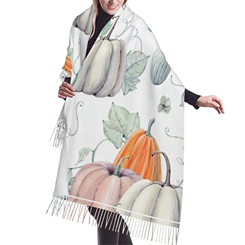 Écharpe à pompons en cachemire femme noir chaud motif citrouilles accessoires mode hiver