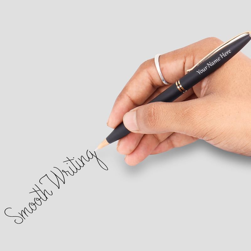 Image of Roshfort Personalized Metal Pen with Blue Ink Signature Pens Customize Print Name Gift. WhatsApp +91 9631056748