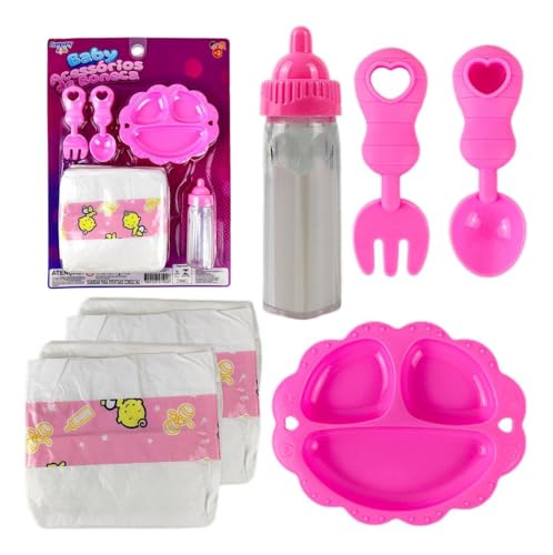Kit Mamadeira Mágica Baby Care Acessórios Para Boneca com Fraldas Linha Premium M5 Armarinhos