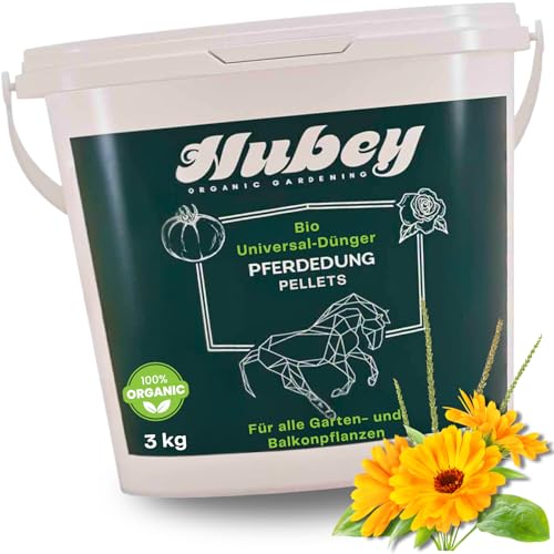 Hubey Horse Manure - 3 kg Bucket - Horse Manure Flower Fertiliser - Organic Soil Improver - Organic Natural Fertiliser - Universal Fertiliser