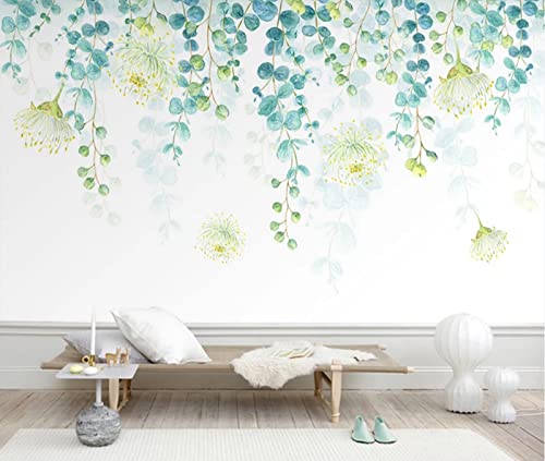 Tapisserie Murales Papier Peint Panoramique 3D Feuilles Fraîches Modernes Vertes Papier Peint Intissé Decoration Murale Chambre Salon Cover