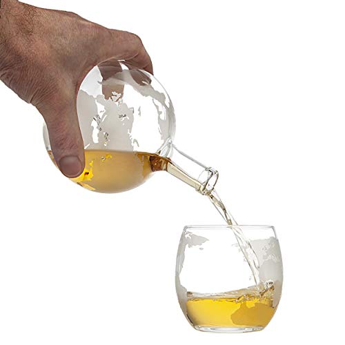Godinger Whiskey Decanter Airplane Globe Set With 2 World Whiskey Glasses - For Liquor Scotch Bourbon Vodka #TOP3