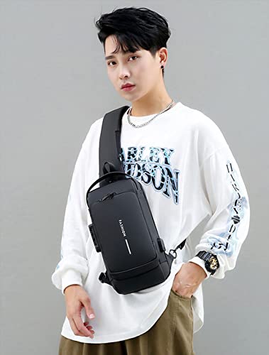Image of ARURA (LABEL) Multifunction Anti-theft Shoulder Bag Crossbody Bag Travel Sling Bag with USB Port and Code Lock Messenger Backpack Chest Bag for Male Female