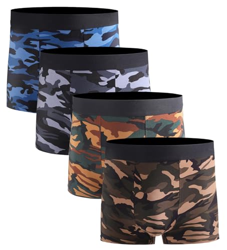 Xaanelr Men's Underwear Boxer Briefs Bamboo Viscose Trunks Soft Comfortable Multipack (as1, alpha, l, regular, regular, A021 - Trunks - 4 Pack)