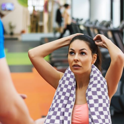 Peryiter 2 Pcs Large Bath Towels Checkered Beach Towels 27.5 Inch X 55 Inch Soft Bath Towels For Bathroom Spa Shower Hotel Gym Pool thumb #5