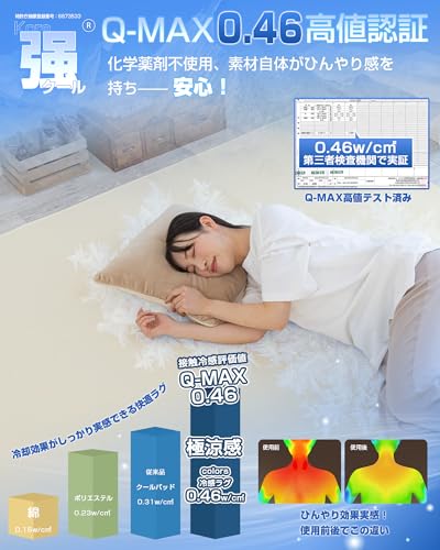 Colorsroom 冷感ラグ 夏用ラグマット カーペット 190×190cm 約2畳 【床冷房】 霜降り 洗える ウレタン7mm ひんやり ラグ ラグマット 夏用 滑り止め付 光触媒抗菌防臭 防ダニ 吸湿性 通気性 速乾性 ベージュ [3]