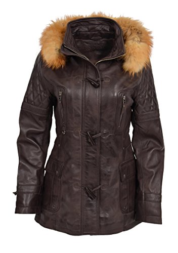 Parka en cuir marron style citadin idéal pour vos sorties en ville