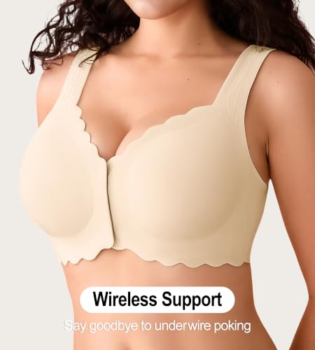 Image of Front Closure Bras for Women Seamless Wireless Push Up Bra No Underwire Full Coverage Comfort Bras Mastectomy Bralettes
