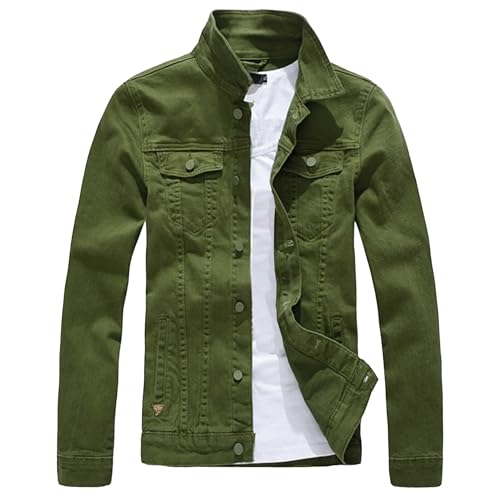 Men's Fall Lapel Denim Jacket Handsome Trendy Washed Cowboy Caot Long Sleeve Fashionable Single Breasted Outwear