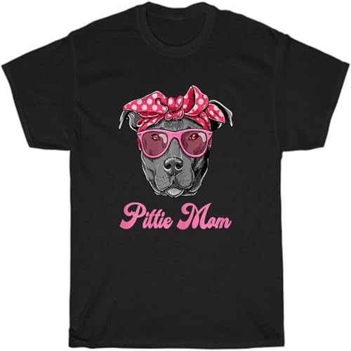 Pittie MOM Pitbull Dog Pet Puppy Animal Lover T Shirt Unisex Tee Gift Black S