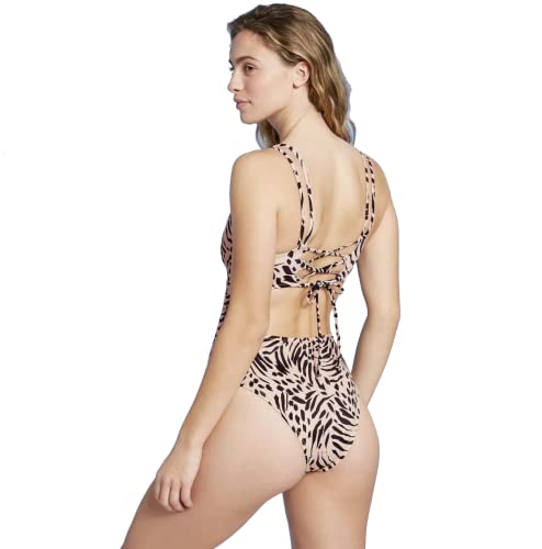 Shade & Shore Women's Double Strap Tie Back Monokini One Piece Swimsuit (Small, Beige)2