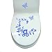 Adesivi per WC con fiori di farfalla, decalcomanie da parete, rimovibili, per bagno, casa, camera, colore blu, qualità superiore e creativo
