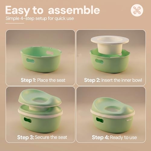 Image of Baybee 3 in 1 Baby Potty Training Seat for Kids 1-5 Years | Toddler Baby Potty Seat Chair with Removable Tray & Anti Slip Base | Portable Toilet Training Potty Seat with Step Stool for kids (Green)