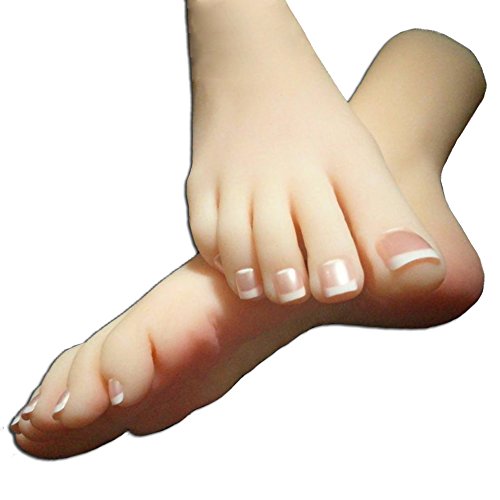1 Pair Silicone Life Size Female Mannequin Leg Foot Display Jewerly Sandal Shoe Sock Display Art Sketch Alternative Foot Toys with Nail