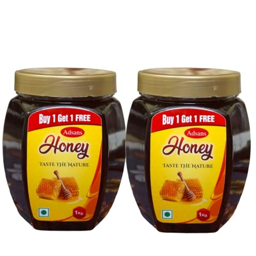 Image of Adsans Pure Honey || 100% Pure || No Added Sugar & Adulteration, 1kg Buy 1 Get 1 Free